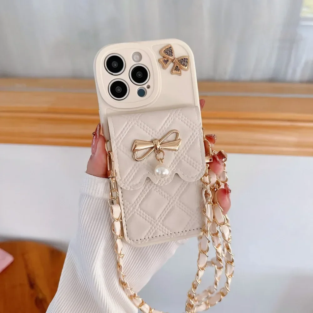 3D Bowknot Crossbody Card Hold - Leather Wallet Card Holder Phone Cover 评论和价格
