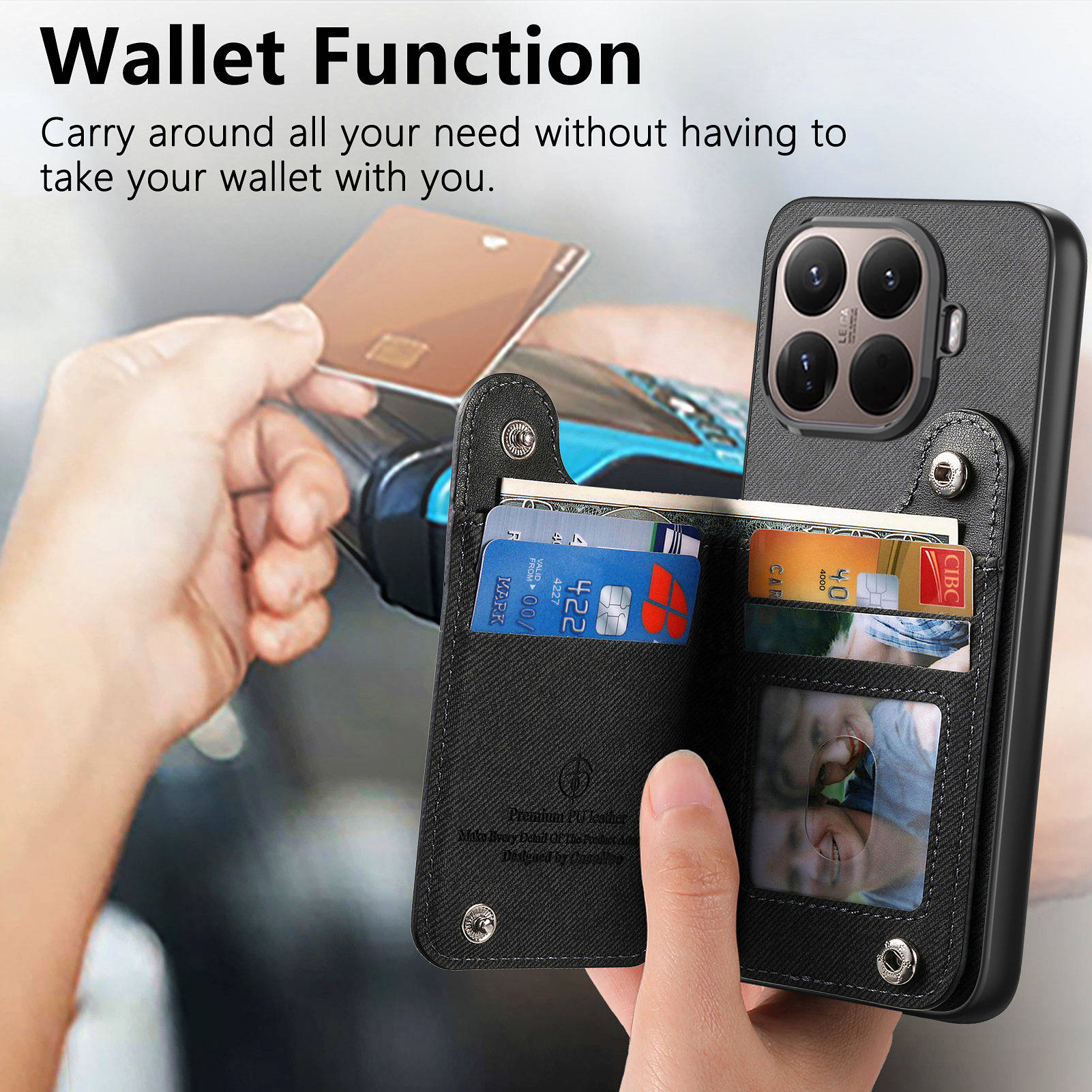 RFID Wrist Strap Zipper Wallet - Leather Wallet Card Holder Phone Cover 评论和价格