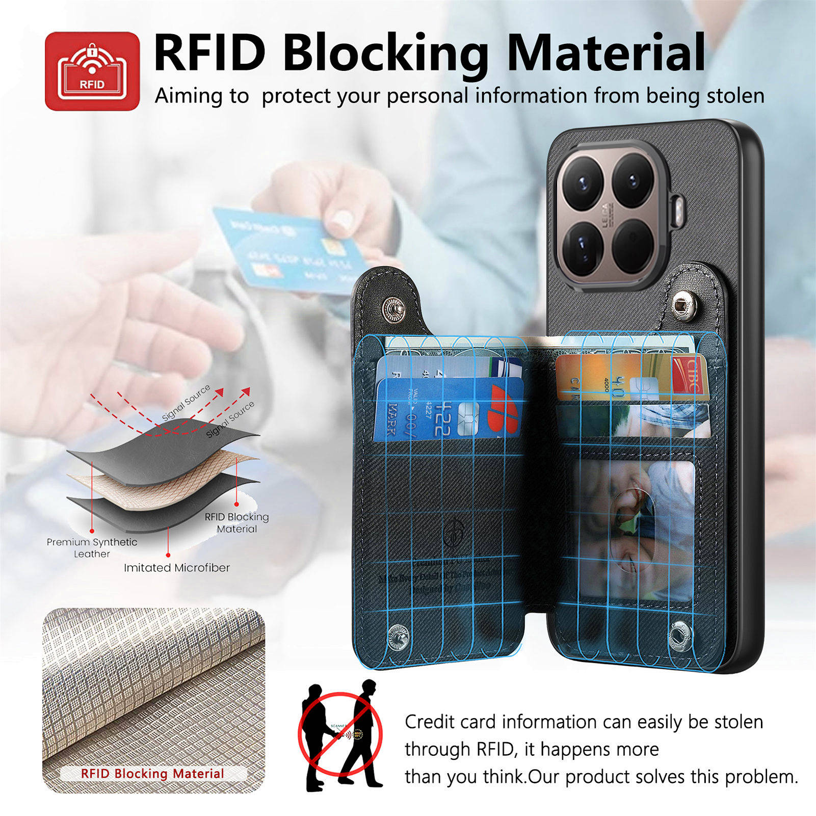 RFID Wrist Strap Zipper Wallet - Leather Wallet Card Holder Phone Cover 评论和价格